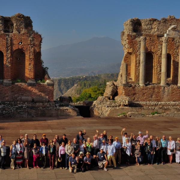 CEO - Bluestone, visiting ancient Greek- Roman theater in Taormina.